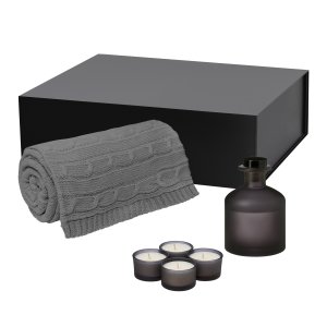 Подарочный набор Sento, Fado, серый (свеча, диффузор, плед) Подарочный набор Sento, Fado, серый (свеча, диффузор, плед)