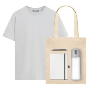 Набор с одеждой KRIS (футболка, бутылка, ежедневник, ручка, шоппер), белый, L