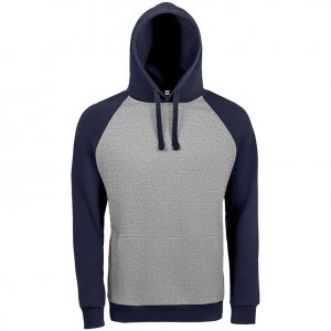 Толстовка унисекс Seattle, серый меланж с темно-синим