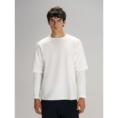 Футболка оверсайз с двойным рукавом Kosmos, молочно-белая