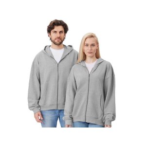 Толстовка оверсайз с капюшоном на молнии Monaco, серый меланж Толстовка оверсайз с капюшоном на молнии Monaco, серый меланж