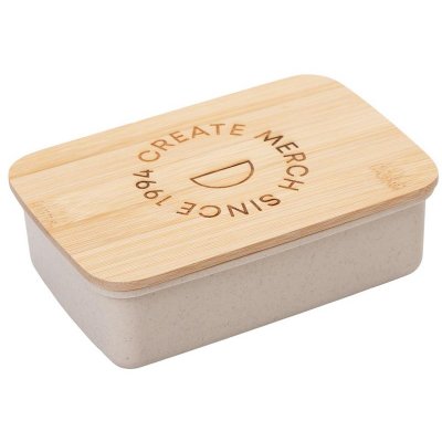 Ланчбокс Lunch с крышкой, бежевый (гравировка)