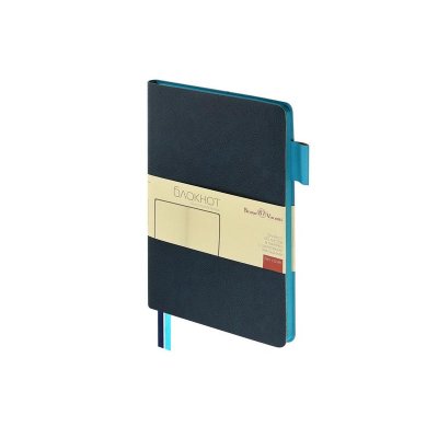 Блокнот А5 Boston, темно-синий с голубым срезом