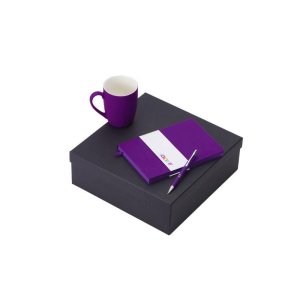 Подарочный набор с блокнотом С1, металлической ручкой и кружкой, фиолетовый