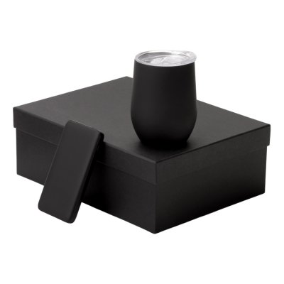 Подарочный набор с термокружкой и повербанком С2, 10000 mAh, черный