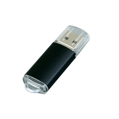 USB 2.0- флешка на 64 Гб с прозрачным колпачком, черный