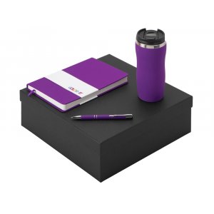 Подарочный набор с блокнотом С2, металлической ручкой и термокружкой, фиолетовый Подарочный набор с блокнотом С2, металлической ручкой и термокружкой, фиолетовый