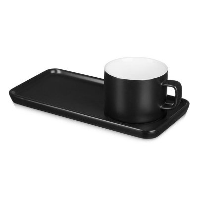 Чайная пара Bristol: блюдце прямоугольное, чашка, коробка, черный