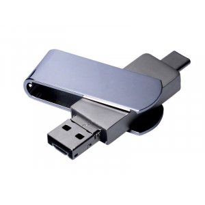 USB 2.0-флешка на 32 Гб 3-в-1 с разъемами Micro USB и USB-C, серебристый