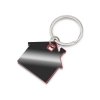 Металлический брелок с пластиковой цветной вставкой SteelPop House, серебристый с красным