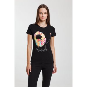 Футболка женская Feel The Beat, черная Футболка женская Feel The Beat, черная