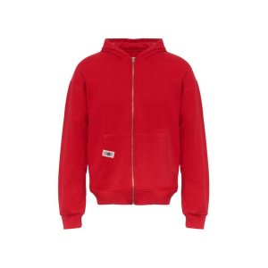 Толстовка оверсайз с капюшоном на молнии Monaco, красный, лейбл, бренд тайп и термотрансфер
