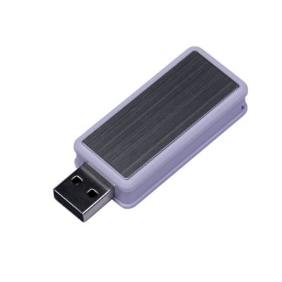 USB 3.0- флешка промо на 32 Гб прямоугольной формы, выдвижной механизм, белый