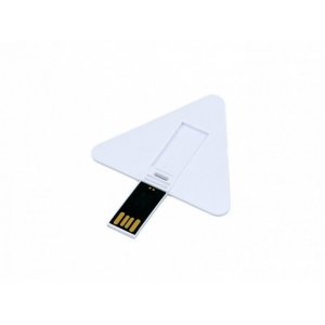 USB 2.0- флешка на 64 Гб в виде пластиковой карточки треугольной формы, белый