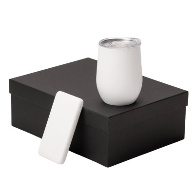 Подарочный набор с термокружкой и повербанком С2, 10000 mAh, белый