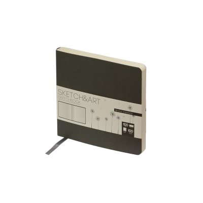 Скетчбук Sketch & Art в мягком переплете 145х145 мм, 100 л. бежевой бумаги 100 гр., серый