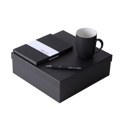 Подарочный набор с блокнотом С1, металлической ручкой и кружкой, черный