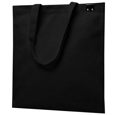 Сумка для покупок IVORY 325 г/м² с PU нашивкой, чёрный/чёрный