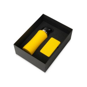 Подарочный набор с бутылкой для воды и повербанком С2, 10000 mAh, желтый Подарочный набор с бутылкой для воды и повербанком С2, 10000 mAh, желтый
