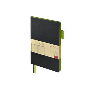 Блокнот А5 Boston, черный с салатовым срезом Блокнот А5 Boston, черный с салатовым срезом