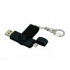 USB 2.0- флешка на 16 Гб с поворотным механизмом и дополнительным разъемом Micro USB, черный