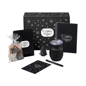 Подарочный набор c термокружкой, блокнотом, ручкой и свечкой, черный