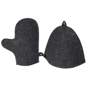 Банный набор из шапки и рукавицы Renew, серый