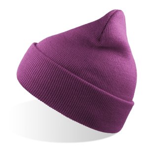 Шапка вязанаядвойная Wind-S, пурпурный, 100% переработанный полиэстер