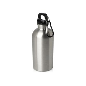 Одностенная бутылка для воды с карабином Oregon, изготовленная из нержавеющей стали, сертифицированной по стандарту RCS, объемом 400 мл - Серебря