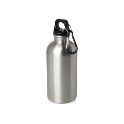 Одностенная бутылка для воды с карабином Oregon, изготовленная из нержавеющей стали, сертифицированной по стандарту RCS, объемом 400 мл - Серебря