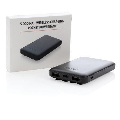 Карманный внешний аккумулятор с функцией беспроводной зарядки, 5000 мАч