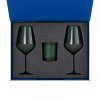 Подарочный набор свеча Enigma + 2 бокала для вина Emerald в синей коробке