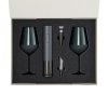 Подарочный набор 2 бокала для вина Emerald + набор для вина Sacramento в серой коробке