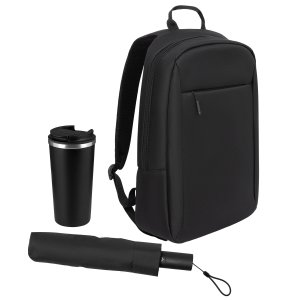 Подарочный набор Sirius, черный (зонт, термокружка, рюкзак) Подарочный набор Sirius, черный (зонт, термокружка, рюкзак)