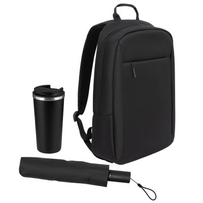 Подарочный набор Sirius, черный (зонт, термокружка, рюкзак)