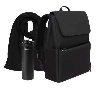 Подарочный набор Marco, черный (шарф, термобутылка, рюкзак)