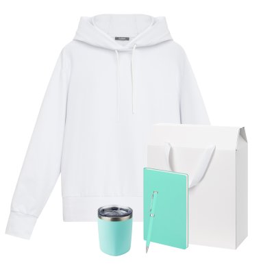 Набор с одеждой ALEX (худи, термокружка, ежедневник, ручка), мятный/аква, L