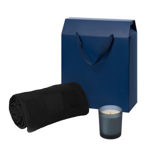 Подарочный набор Enigma. Cella, синий (свеча, плед) Подарочный набор Enigma. Cella, синий (свеча, плед)