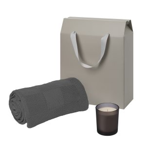 Подарочный набор Enigma. Cella, серый (свеча, плед) Подарочный набор Enigma. Cella, серый (свеча, плед)