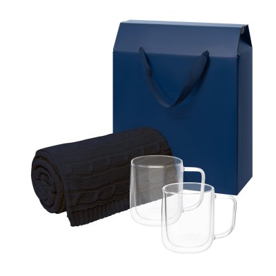 Подарочный набор Viora, Fado в синей коробке-пакете (2 кружки+плед)