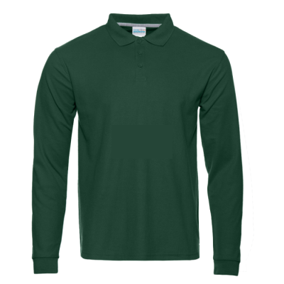 Рубашка поло унисекс STAN длинный рукав хлопок/полиэстер 185, 104S, Темно-зеленый