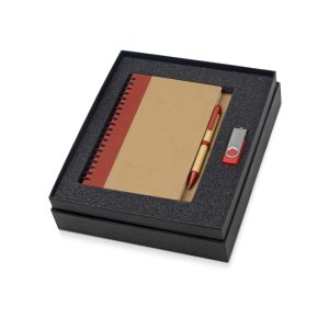 Подарочный набор Essentials с флешкой и блокнотом А5 с ручкой, красный Подарочный набор Essentials с флешкой и блокнотом А5 с ручкой, красный