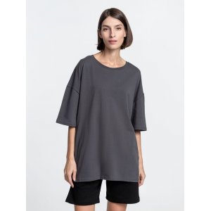 Футболка унисекс оверсайз Crosstown, темно-серая Футболка унисекс оверсайз Crosstown, темно-серая