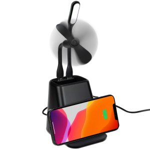 Настольный органайзер с зарядкой, лампой и вентилятором powerTower, черный Настольный органайзер с зарядкой, лампой и вентилятором powerTower, черный