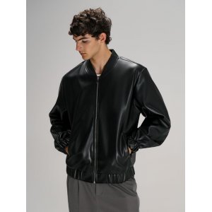 Бомбер из искусственной кожи Univer, черный Бомбер из искусственной кожи Univer, черный