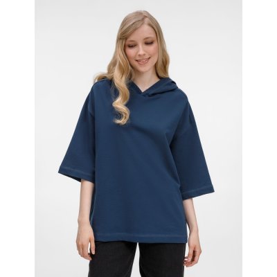 Футболка оверсай унисекс с капюшоном Neofit, темно-синяя