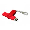 USB 2.0- флешка на 64 Гб с поворотным механизмом и дополнительным разъемом Micro USB, красный