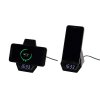 Настольная Bluetooth колонка (3Вт) "Smart Pyramid" с часами и беспроводным (15W) зарядным устройством, с подсветкой логотипа, цвет черный