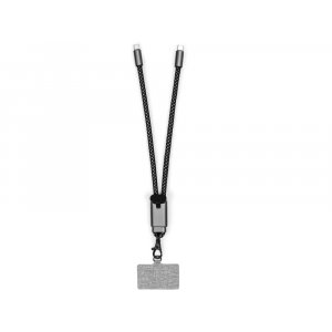 Ремешок-держатель для телефона с зарядным кабелем USB-C - USB-C Lany Wristband Charge Eco, серый