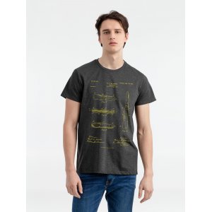 Футболка приталенная Old Patents. Knife, черный меланж Футболка приталенная Old Patents. Knife, черный меланж